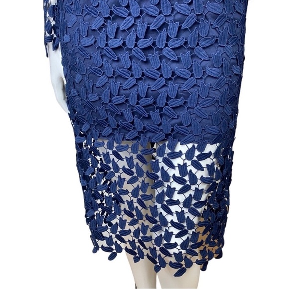 NWT Bardot Alberta Navy Lace Long Sleeve Open Back Midi Sheath Dress Size 8 - Picture 10 of 14